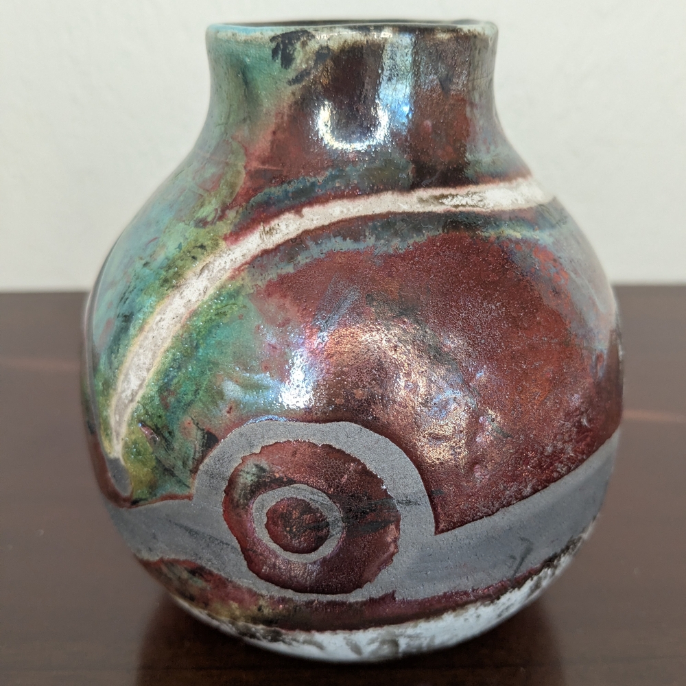Handcrafted Iridescent Ceramic Vase - Multicolor